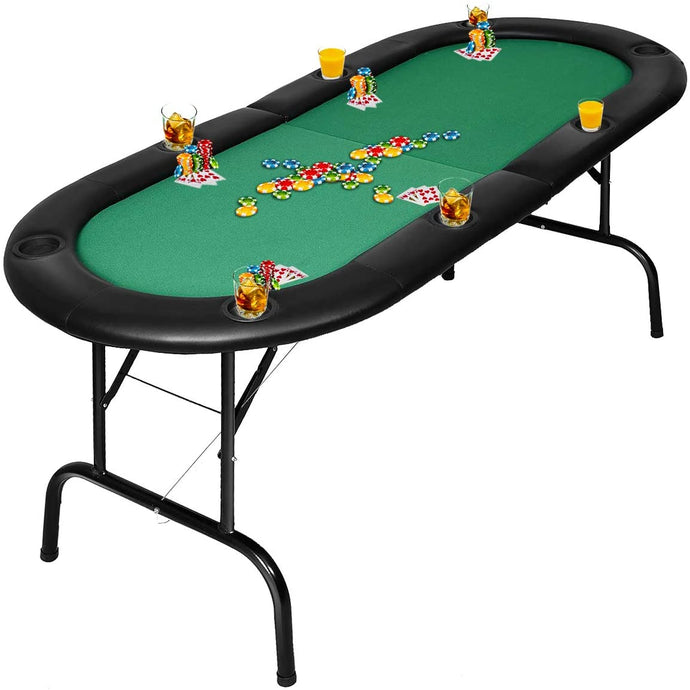 Folding Oval 8 Player Poker Table