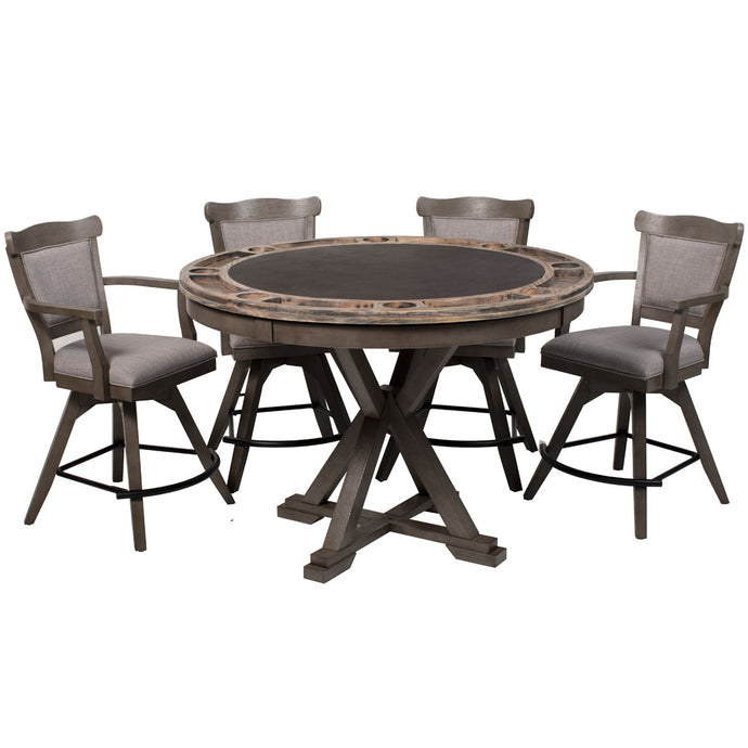 8 Player 2 in 1 Round Maple Poker Table and Chair Set