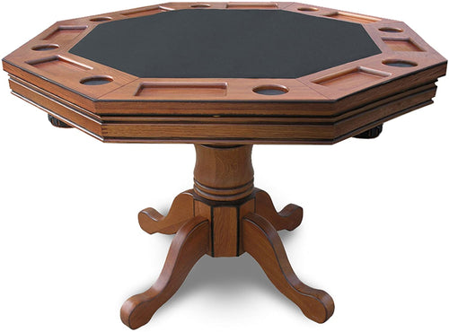 Octagonal 8 Player Solid Oak 2 in 1 Poker Table / Dining Table